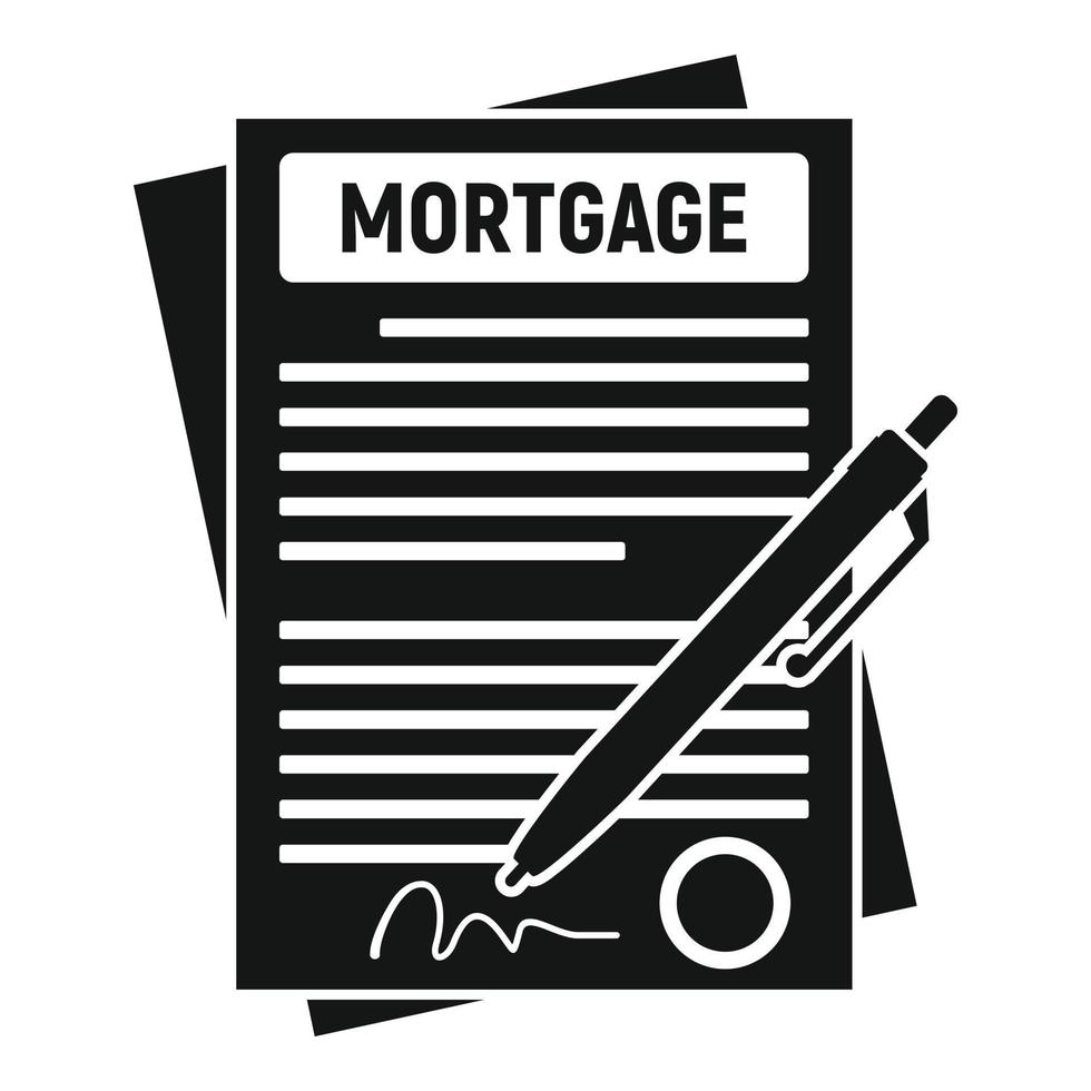 Mortgage contract paper icon, simple style vector
