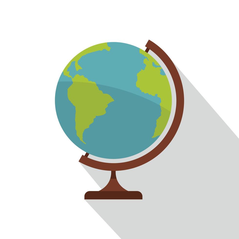 Geographic planet icon, flat style. vector