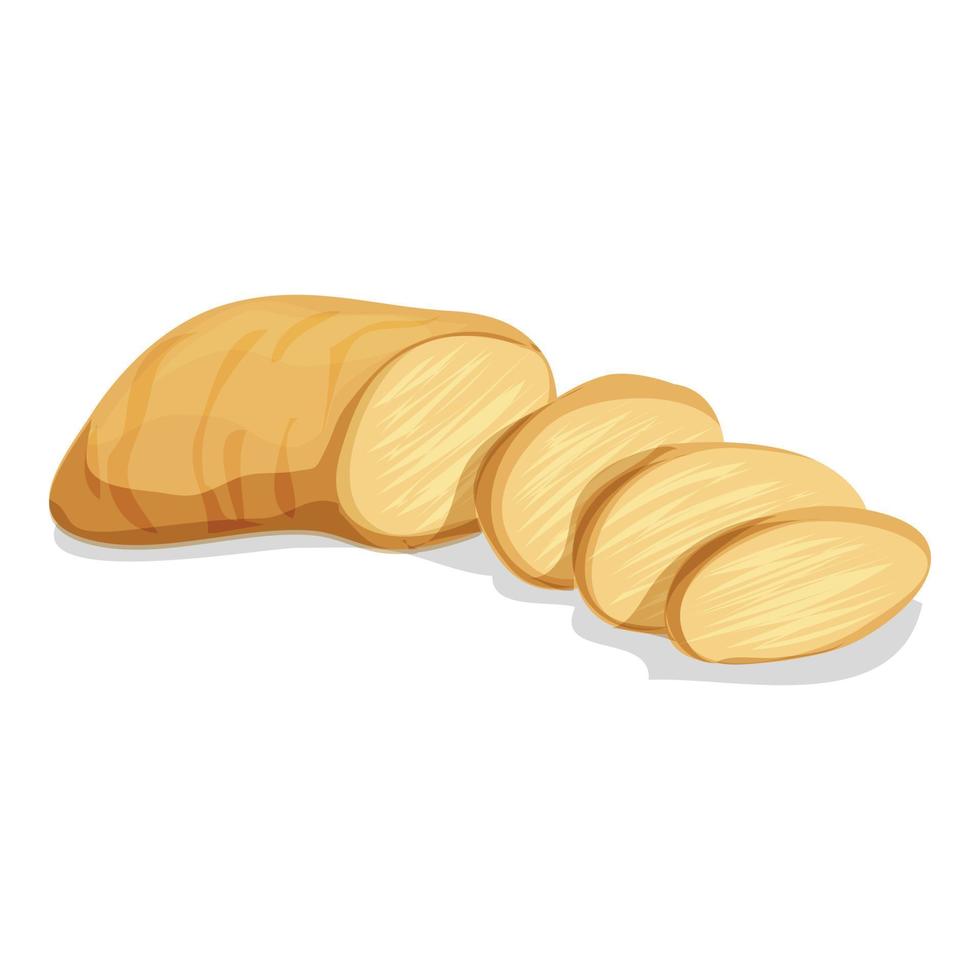 Sliced ginger icon, cartoon style vector