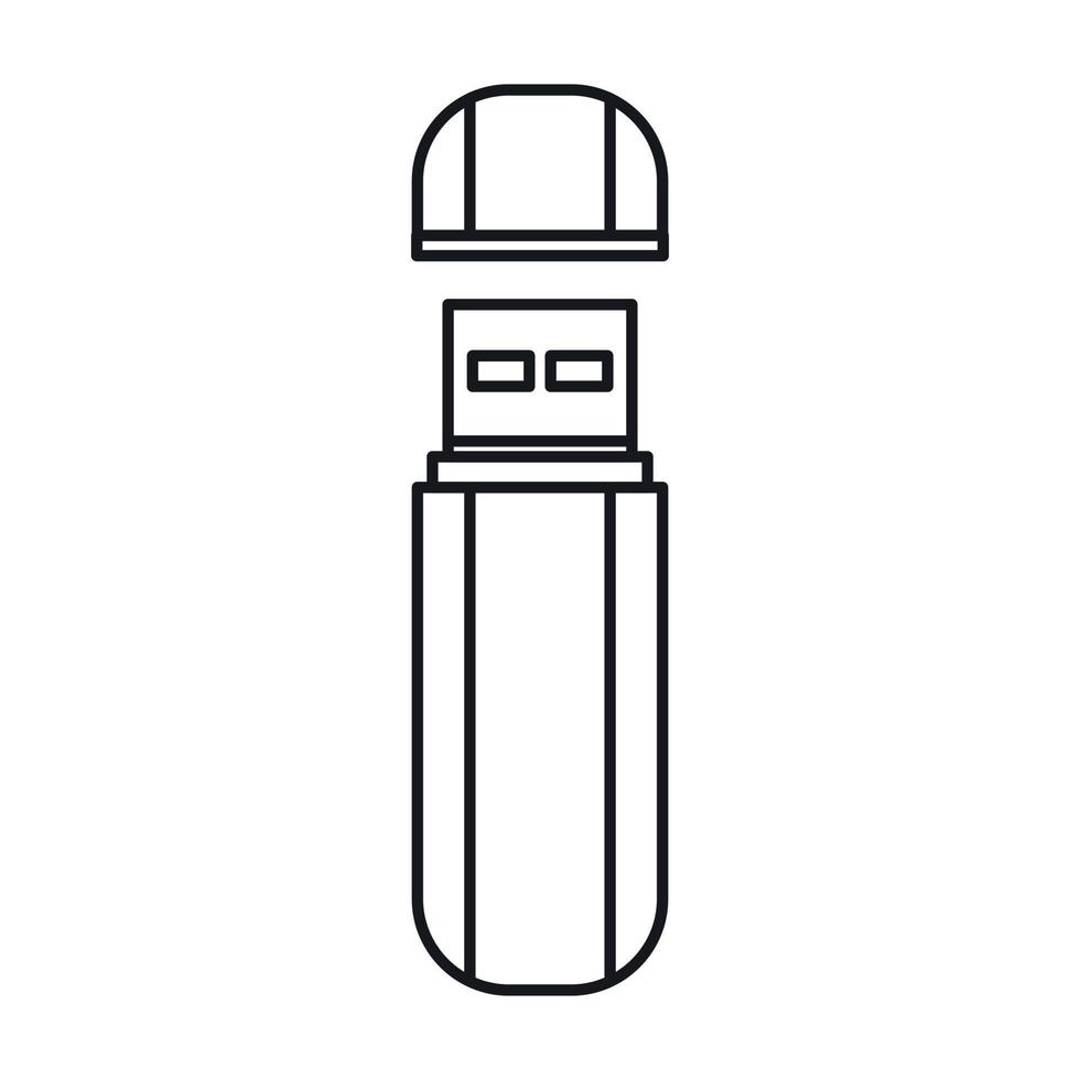 USB flash drive icon, outline style vector