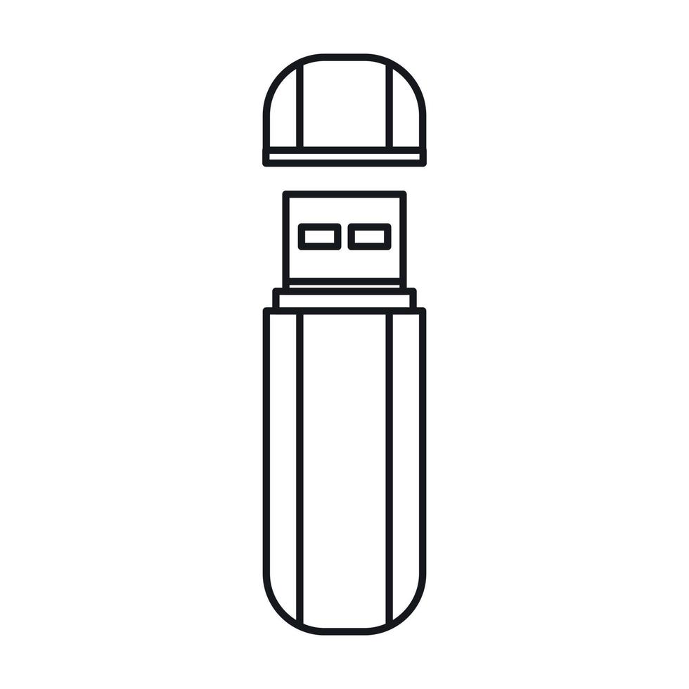 USB flash drive icon, outline style vector