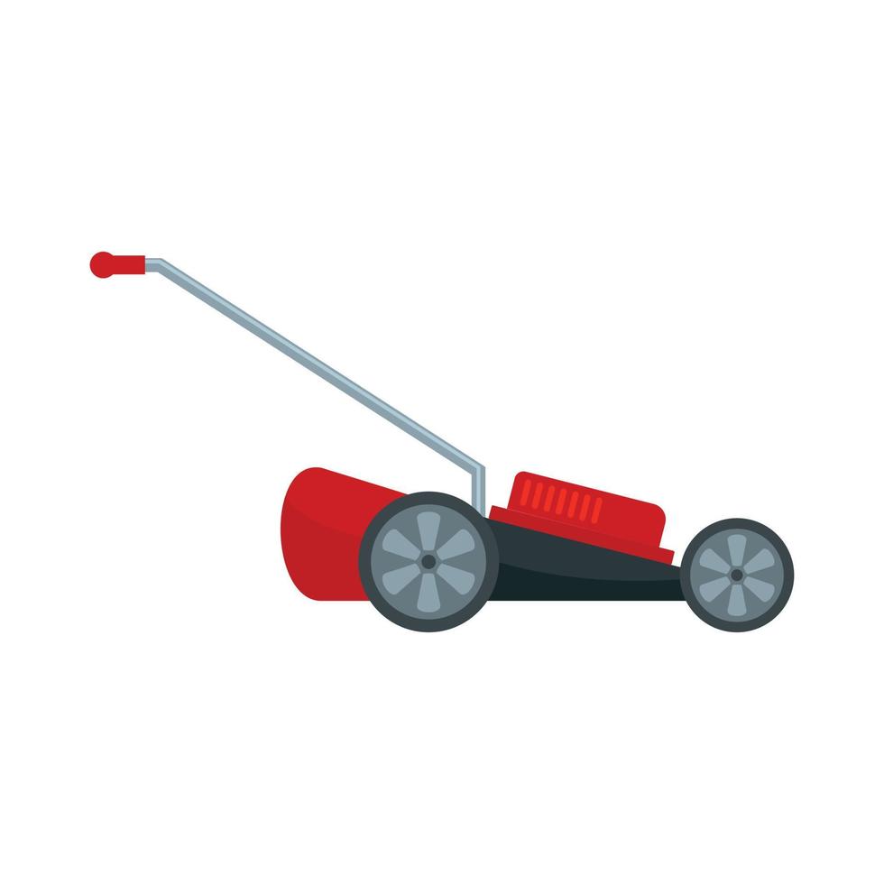 Red motor grass cutter icon, flat style vector