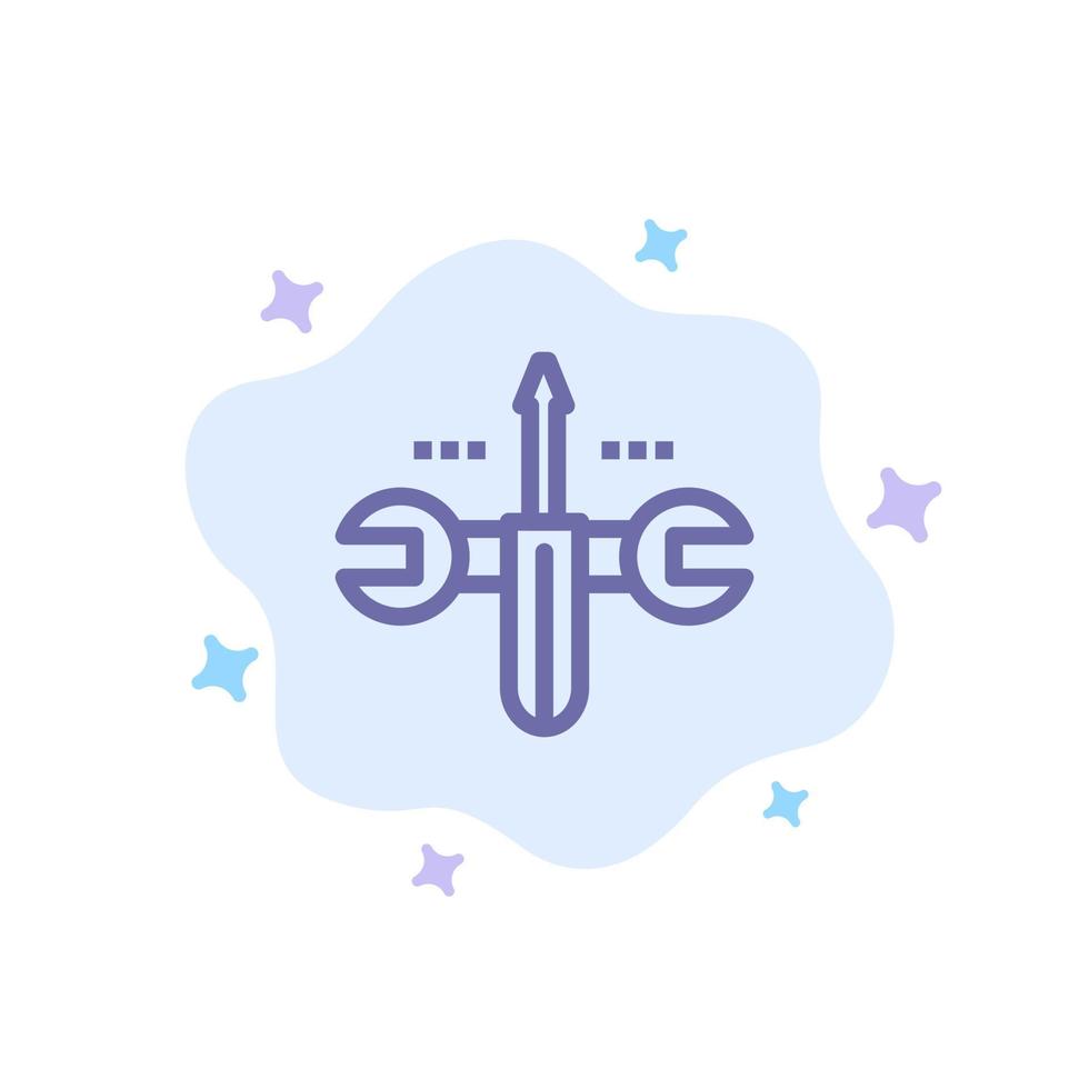 Cloud Computing Screwdriver Tooling Blue Icon on Abstract Cloud Background vector