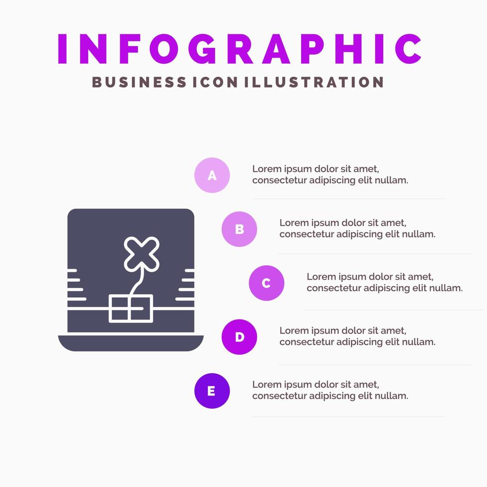 Laptop Computer Ireland Solid Icon Infographics 5 Steps Presentation Background vector