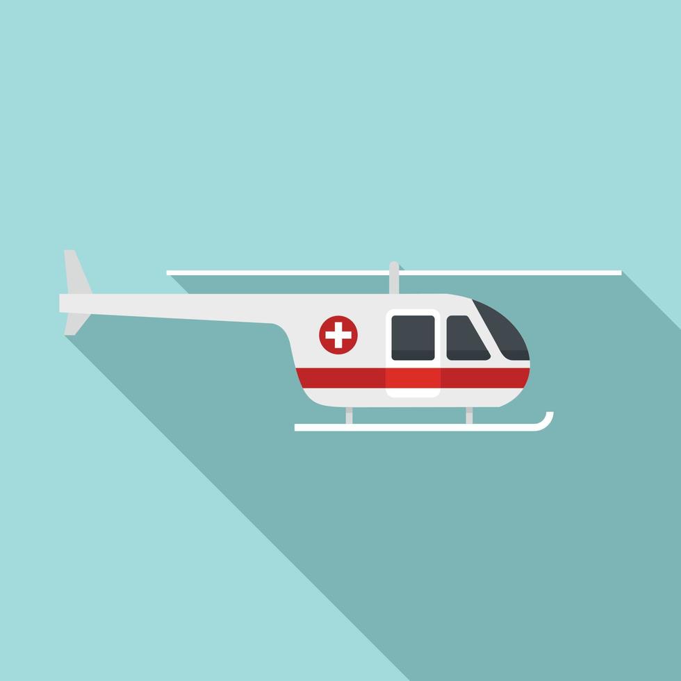 Sky ambulance helicopter icon, flat style vector