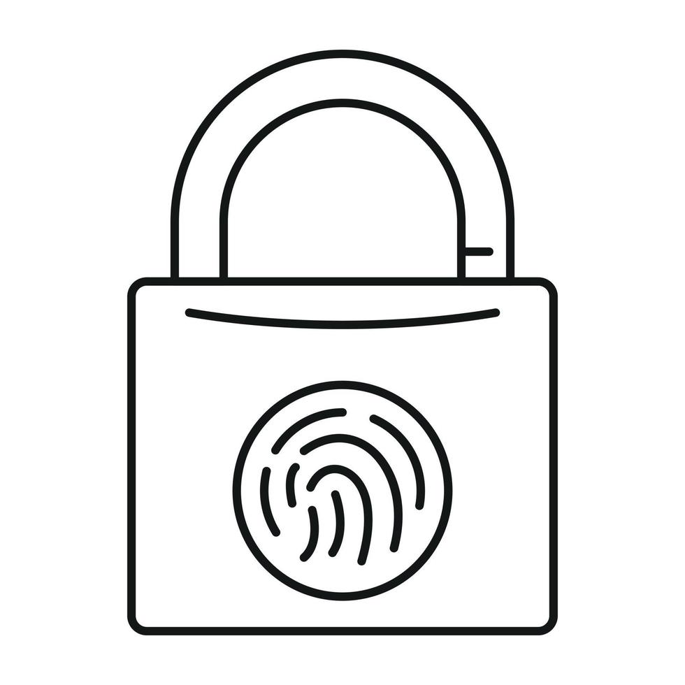 Fingerprint lock icon, outline style vector