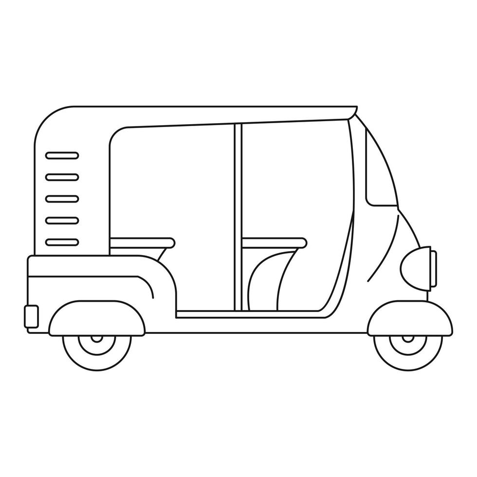 icono de rickshaw indio, estilo de contorno vector