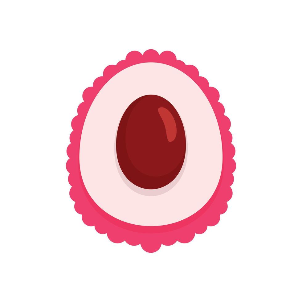 Cutted lychees icon, flat style vector