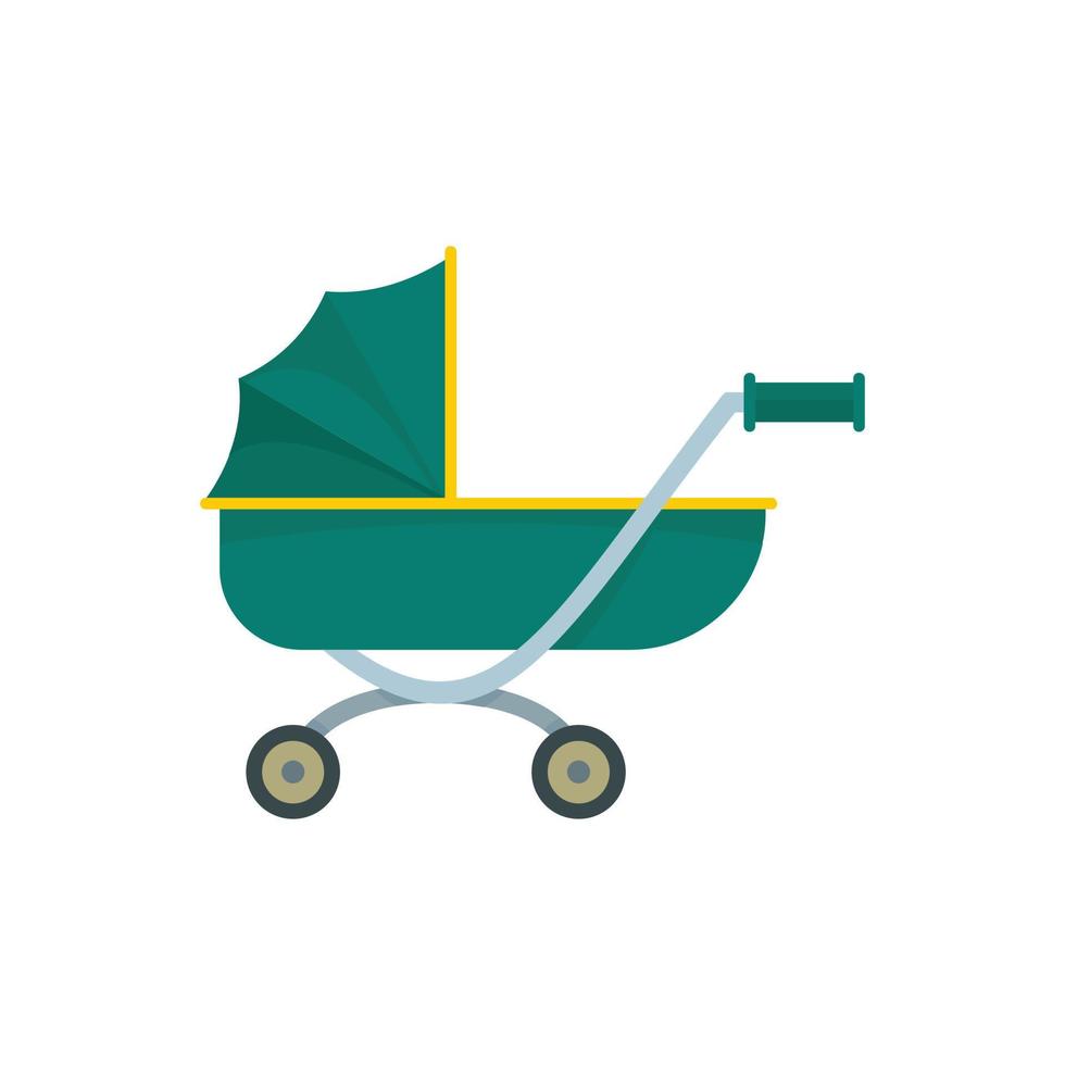 Toy baby pram icon, flat style vector