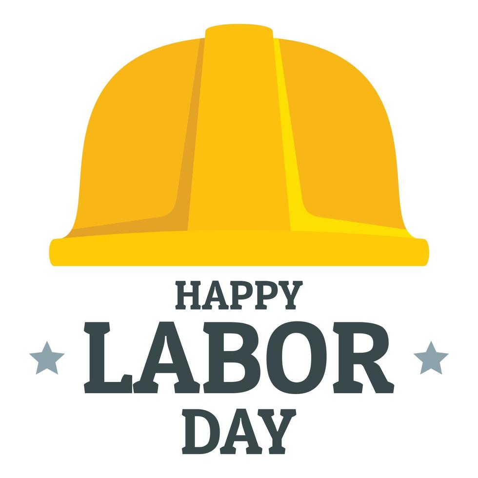 Labor day yellow helmet logo icon, flat style vector