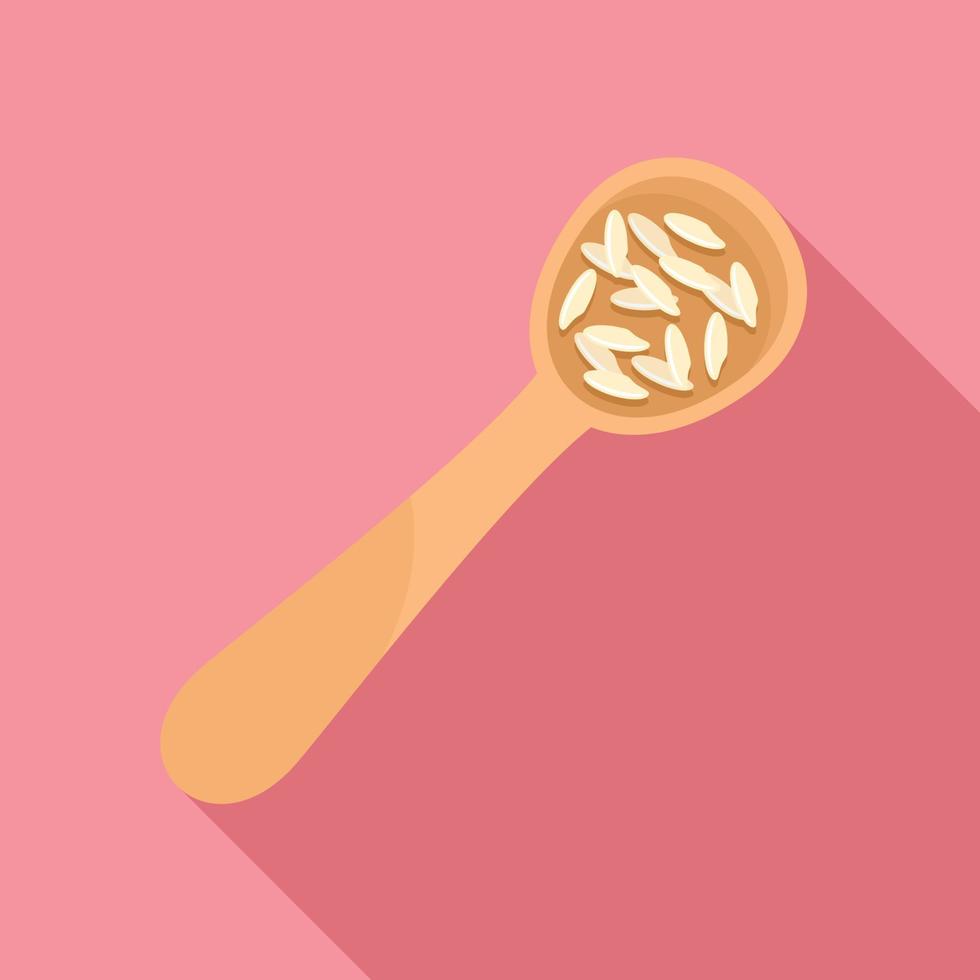 Rice wood spoon icon, flat style vector