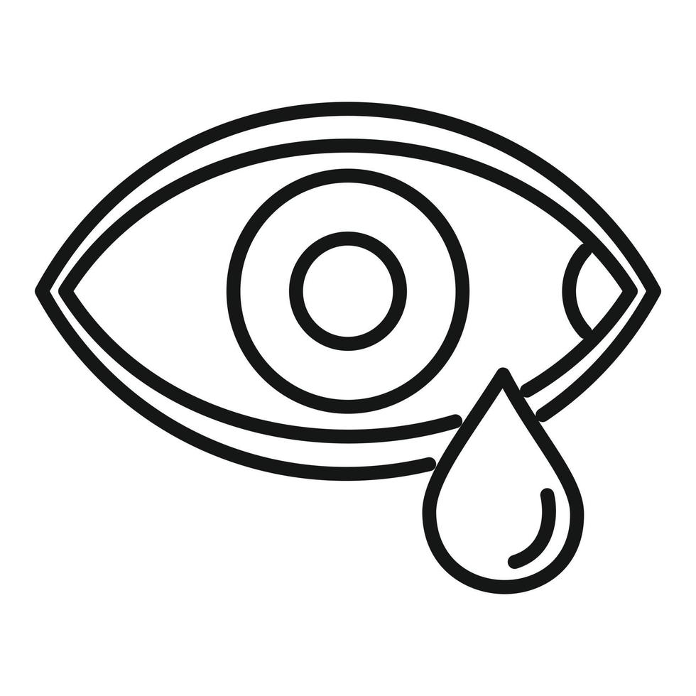 icono de ojo llorando estrés, estilo de esquema vector
