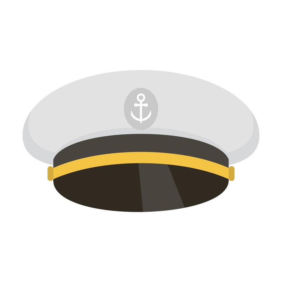 icono de gorra de capitán de barco, estilo plano vector