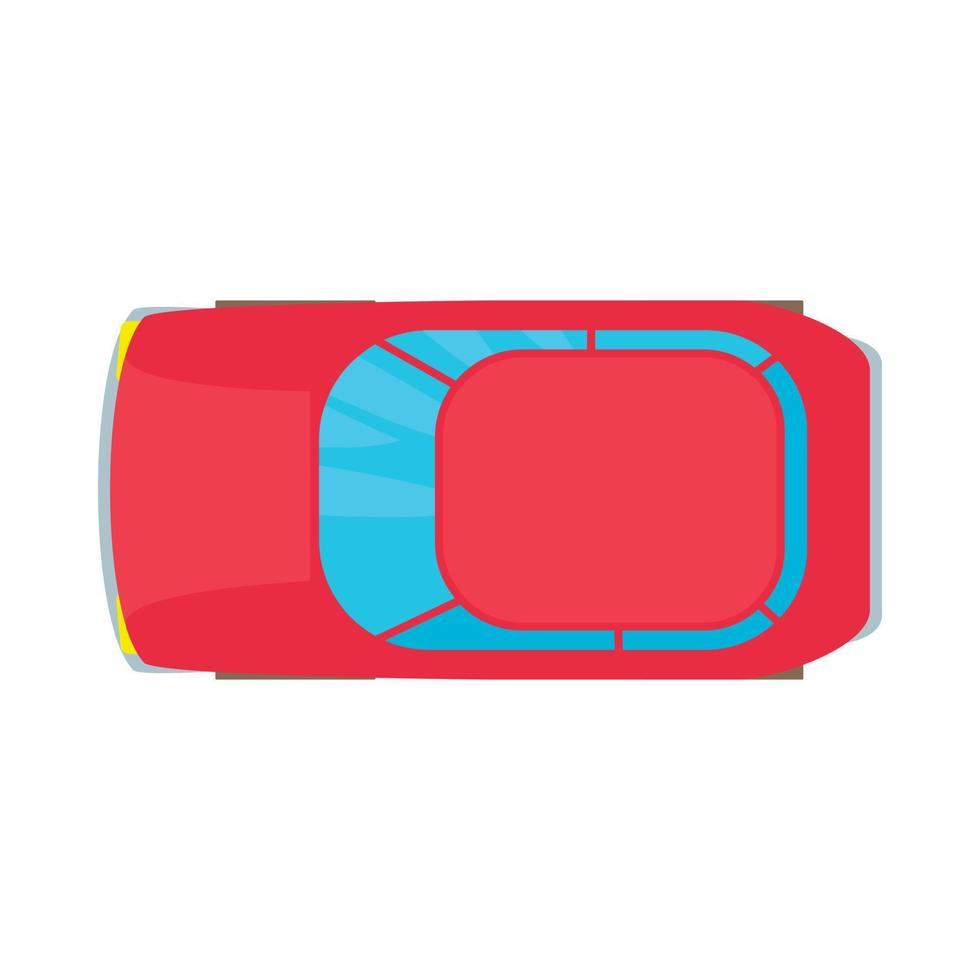 icono de vista superior del coche rojo, estilo de dibujos animados vector