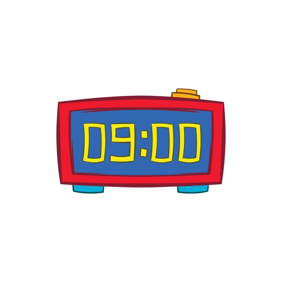 Digital table clock icon, cartoon style vector