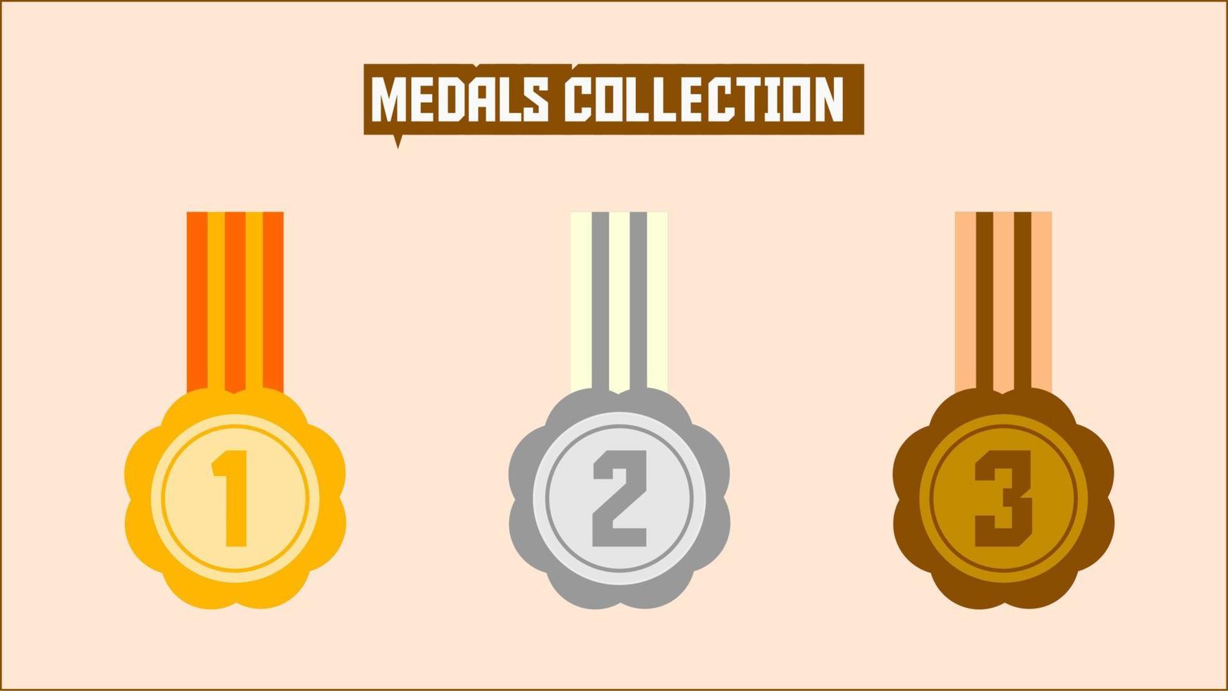 illustration set of three set of ribbons medals vector