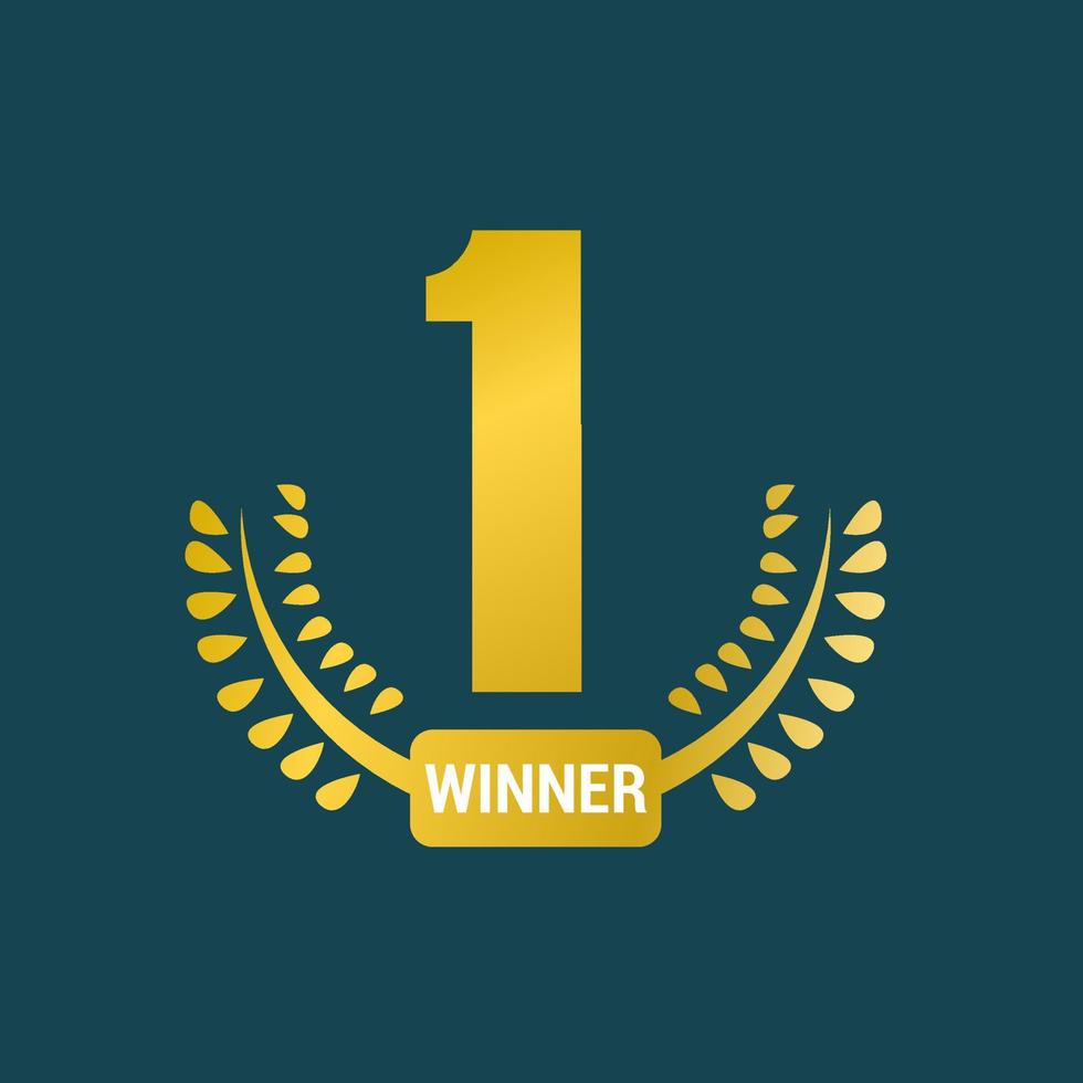 first place winner gold medal with ribbon vector