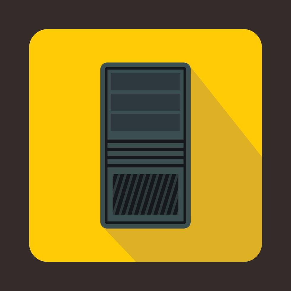 Black computer system unit icon, flat style vector
