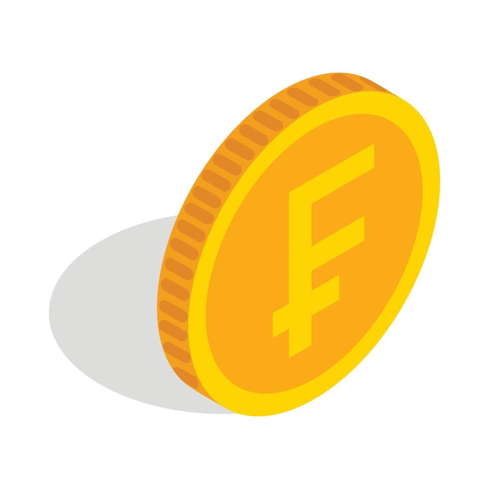 Gold coin with Swiss Frank sign icon vector