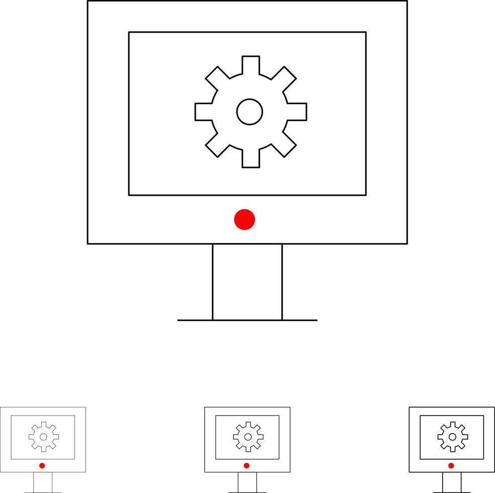 servicio de soporte en línea asistencia técnica soporte técnico mantenimiento web conjunto de iconos de línea negra en negrita y delgada vector