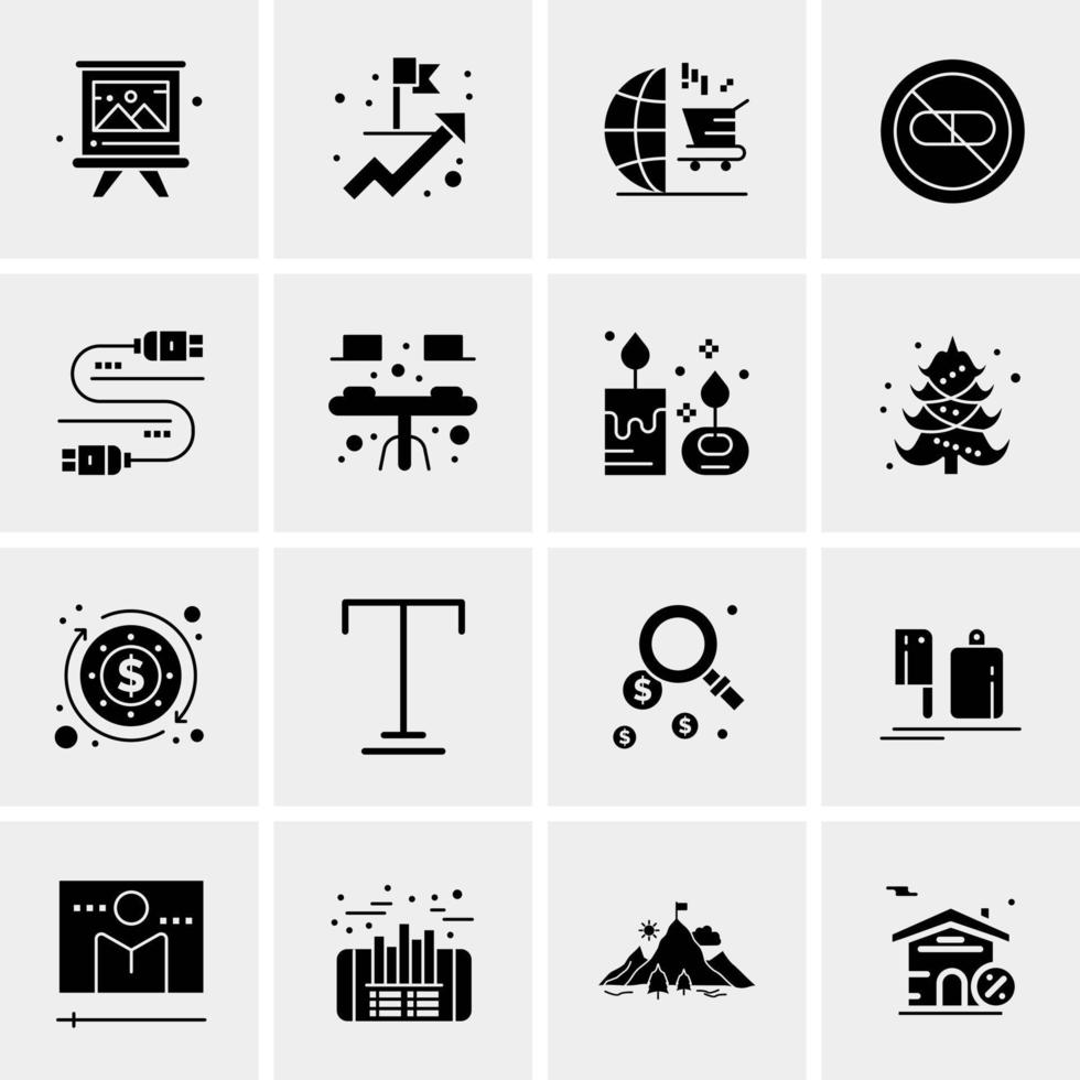 16 iconos de negocios universales vector ilustración de icono creativo para usar en proyectos relacionados con la web y dispositivos móviles