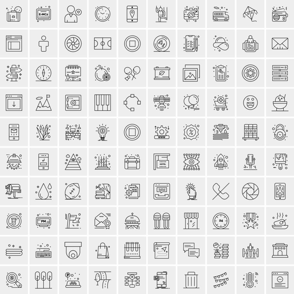 Pack of 100 Universal Line Icons for Mobile and Web vector