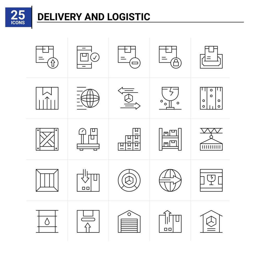 25 entrega y logística conjunto de iconos de fondo vectorial vector