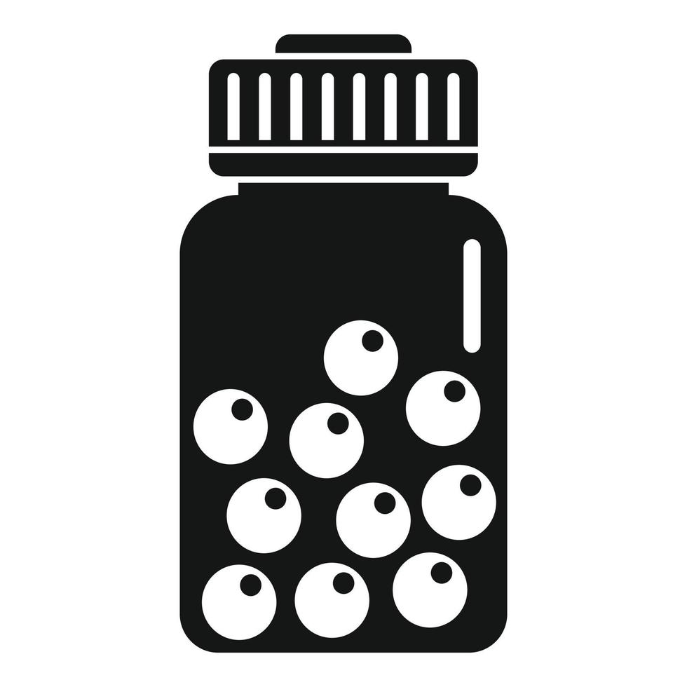 Pill ball jar icon, simple style vector