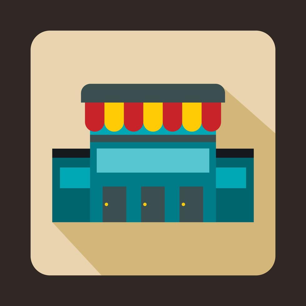 Supermarket building icon, flat style vector