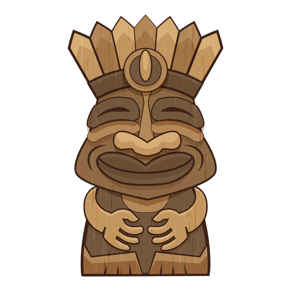 God tiki idol icon, cartoon style vector