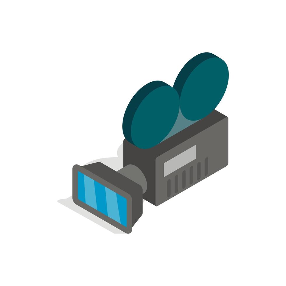 Retro cinema camera icon, isometric 3d style vector