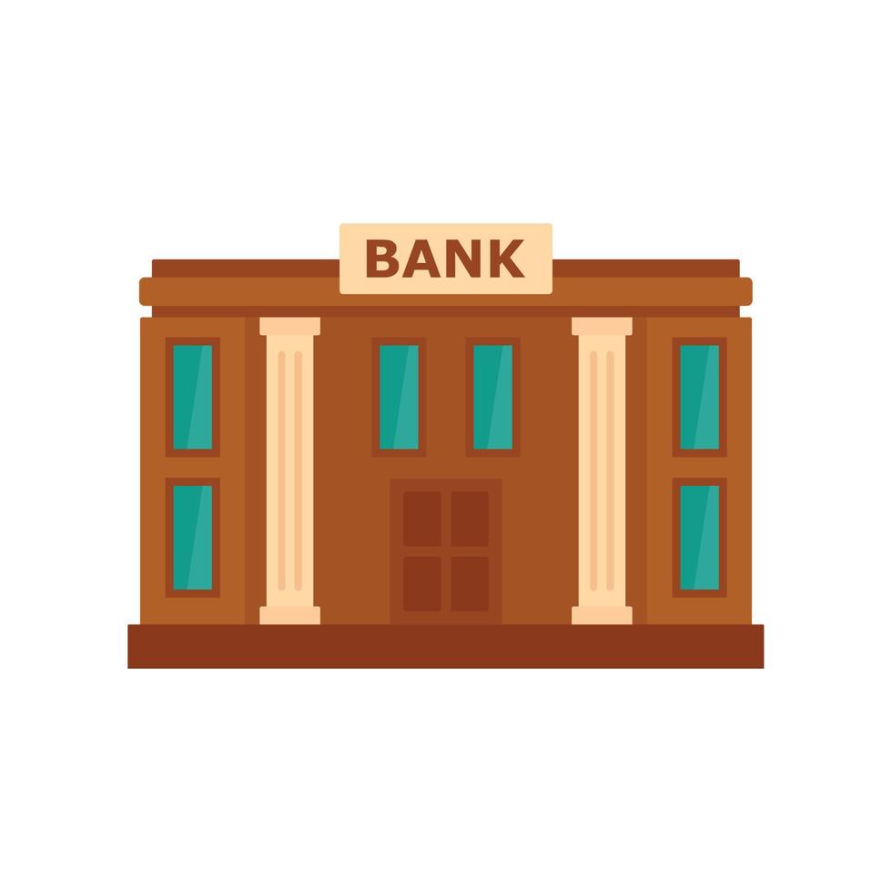 icono de banco, estilo plano vector