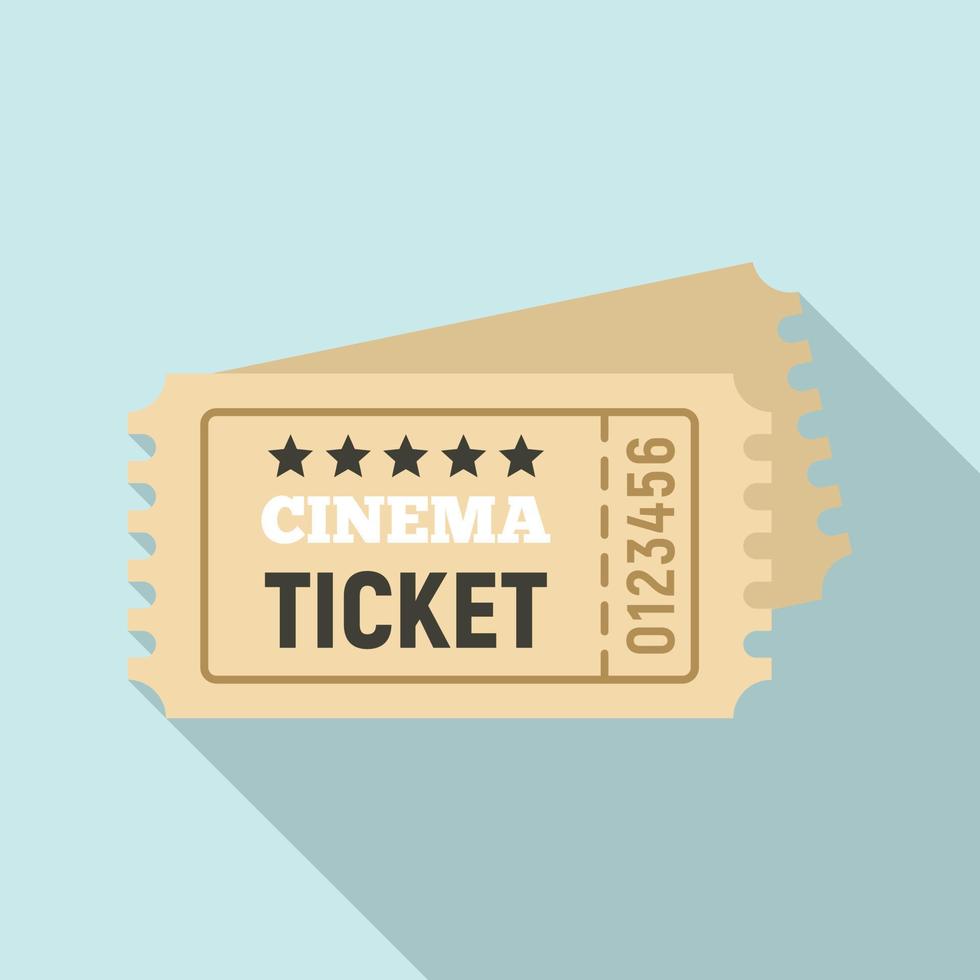 Cinema ticket icon, flat style vector