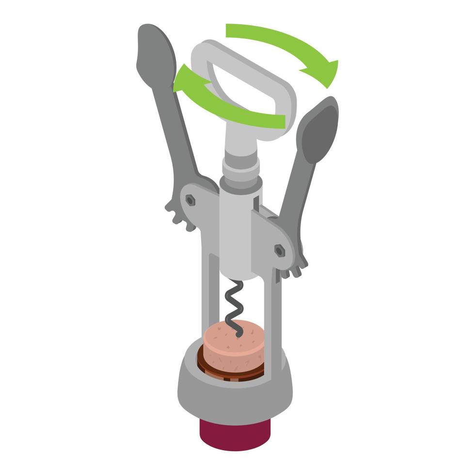 Stainless corkscrew icon, isometric style vector