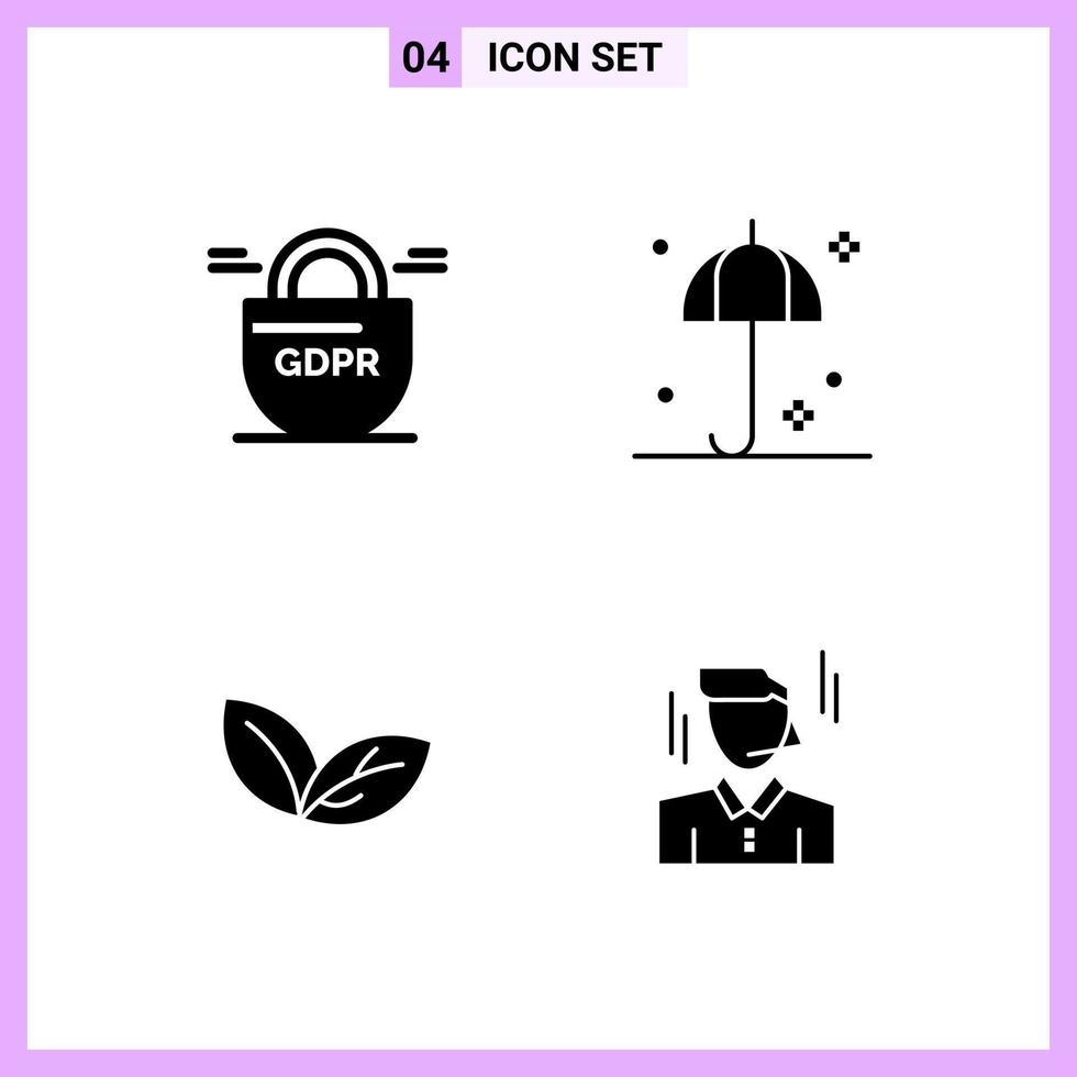 4 Icons in Solid Style Glyph Symbols on White Background Creative Vector Signs for Web mobile and Print Creative Black Icon vector background