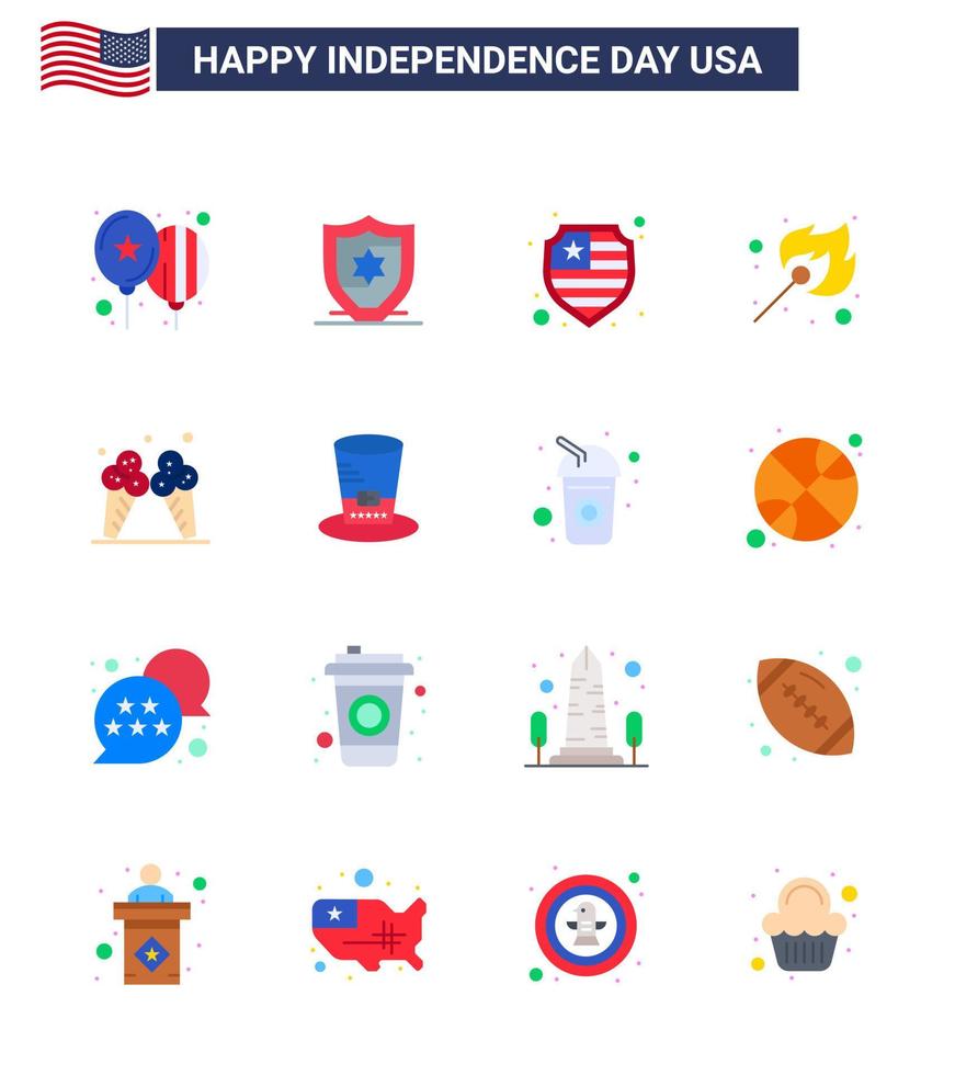 paquete grande de 16 estados unidos feliz día de la independencia estados unidos pisos vectoriales y símbolos editables del día de los presidentes fuego americano hielo elementos editables de diseño vectorial del día de estados unidos vector