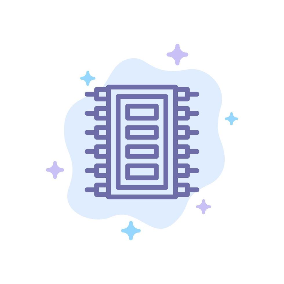 Tech Hardware Chip Computer Connect Blue Icon on Abstract Cloud Background vector