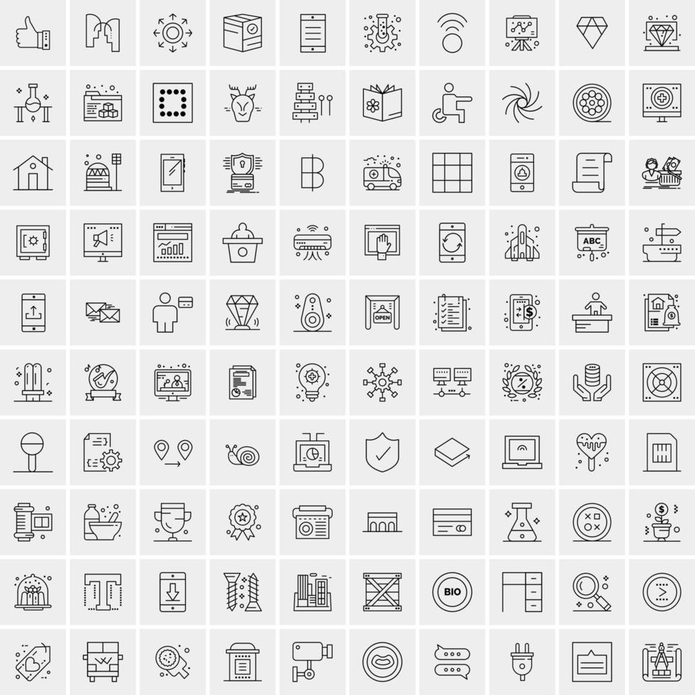 Pack of 100 Universal Line Icons for Mobile and Web vector