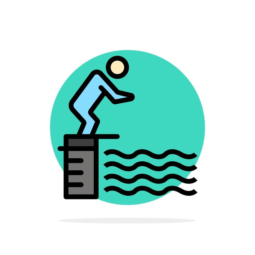 Diving Jump Platform Pool Sport Abstract Circle Background Flat color Icon vector