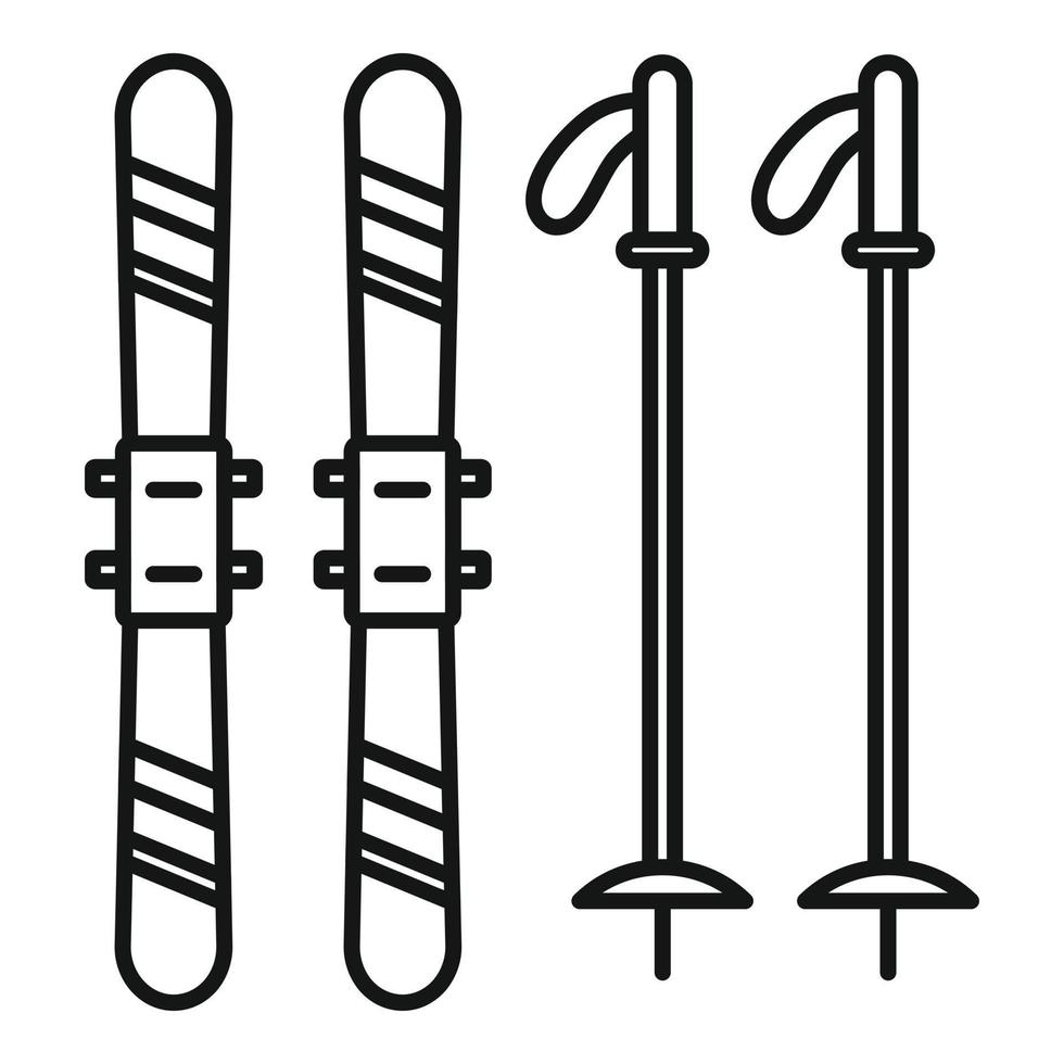 Ski equipment icon, outline style vector