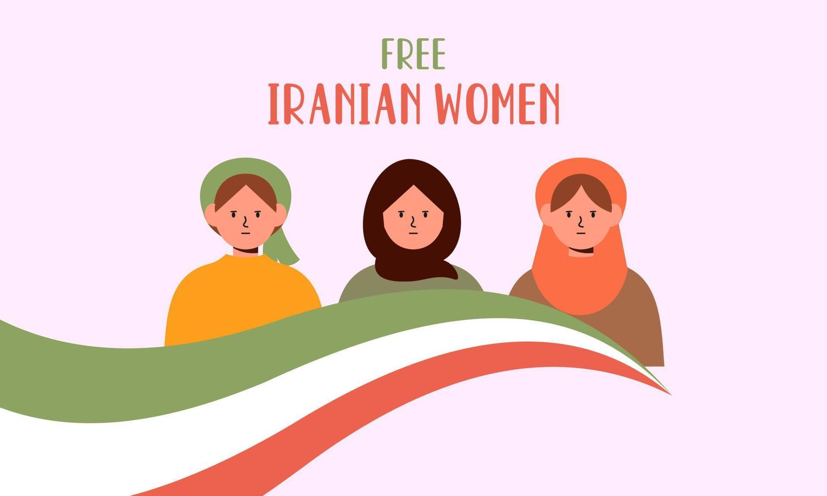 Hand drawn iranian women protesting together illustration vector