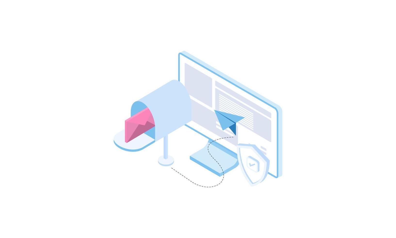 Email marketing isometric campaign vector illustration