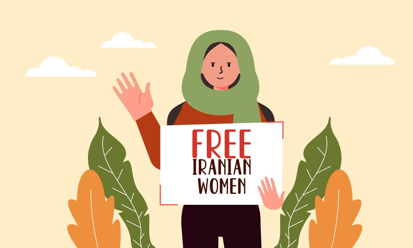 Hand drawn iranian women protesting together illustration vector