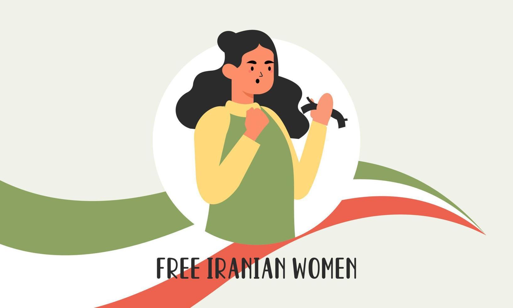 Hand drawn iranian women protesting together illustration vector
