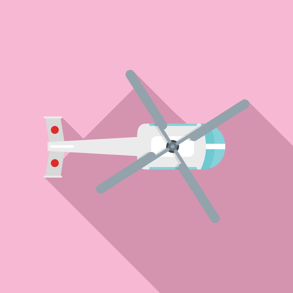 Top view helicopter icon, flat style vector