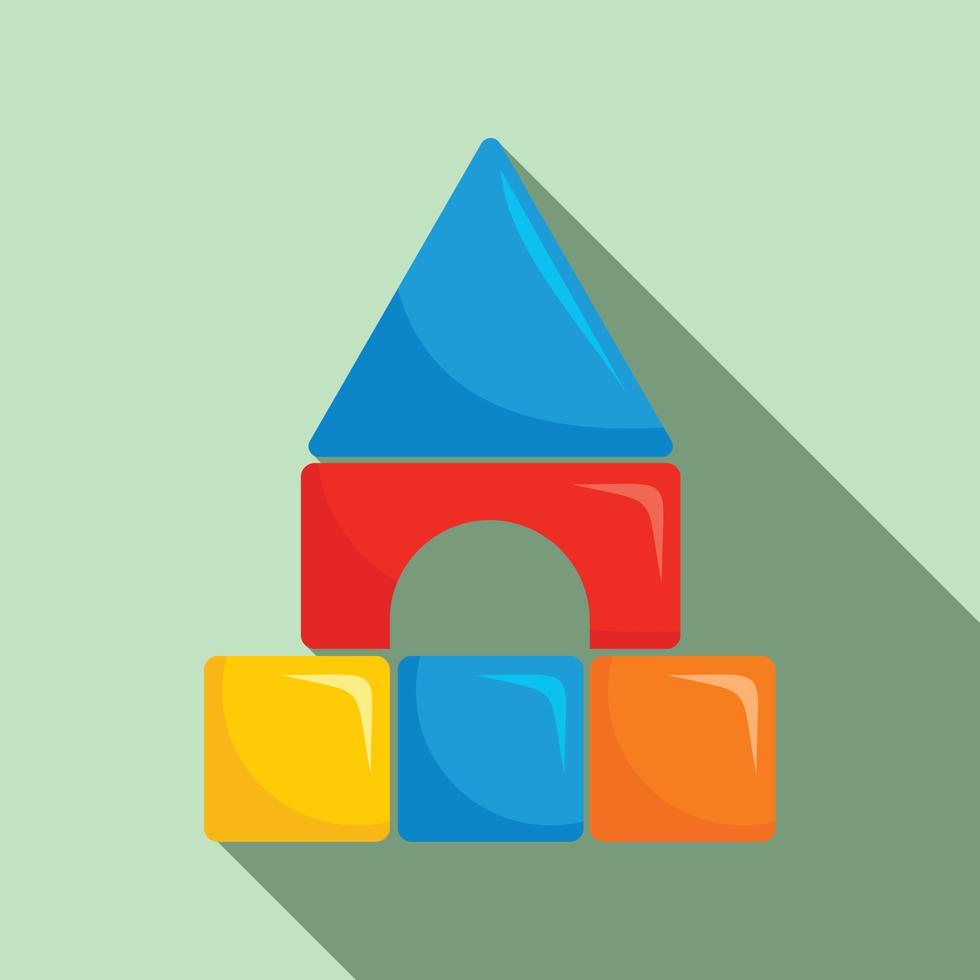 Plastic kid castle icon, flat style vector