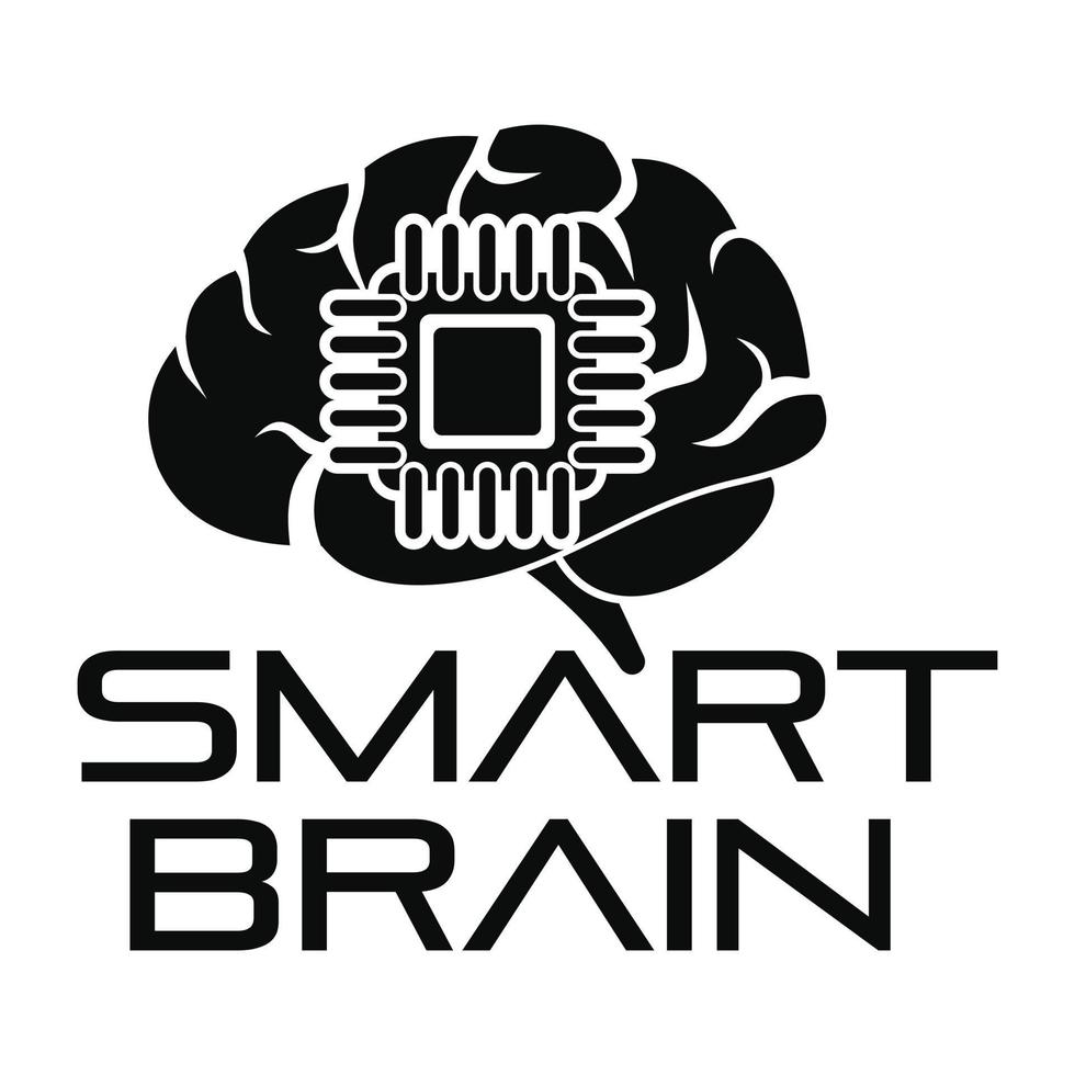 Smart brain logo, simple style vector