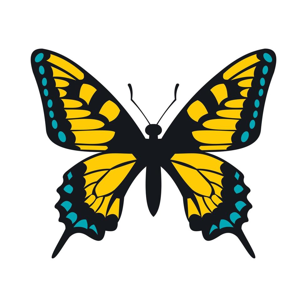 icono de mariposa amarilla, estilo plano vector