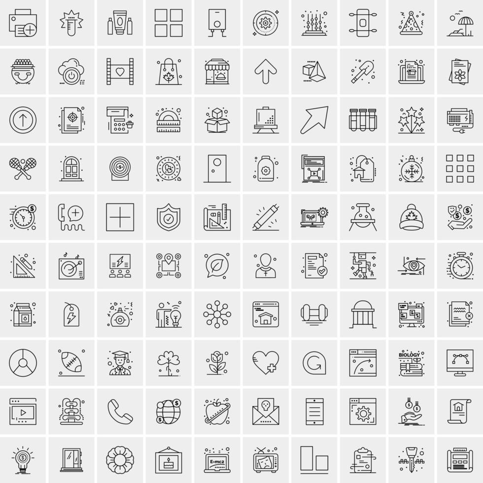 Pack of 100 Universal Line Icons for Mobile and Web vector