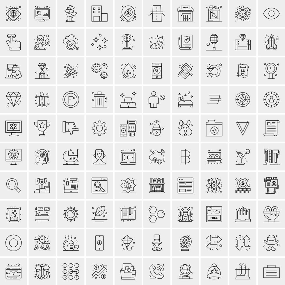 Pack of 100 Universal Line Icons for Mobile and Web vector